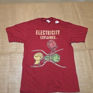 Red Graphic T-Shirt with Electricity Design